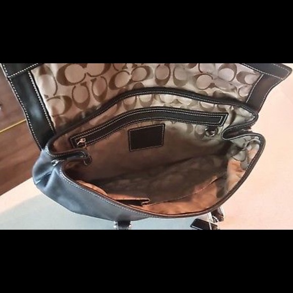 Coach 9550 Black Leather Flap Satchel Handbag - Picture 3 of 4